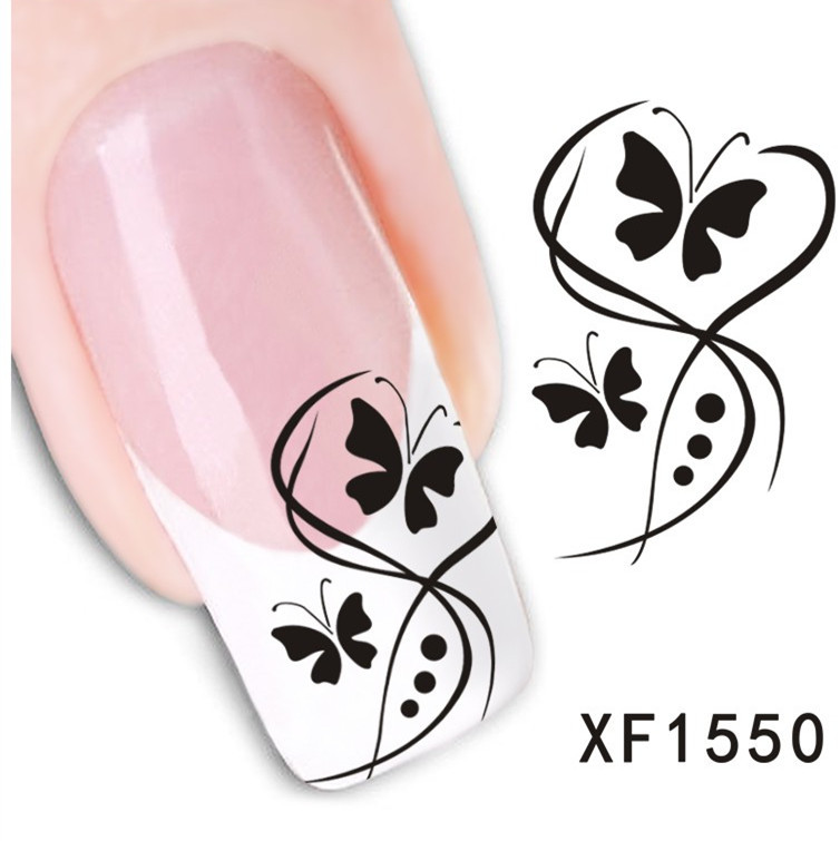 The butterfly and Flowers Design New Arrival Water Transfer Nail Art Stickers Decal XF1550 Z 