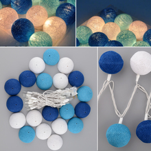 Aladin Gorgeous 3M 20 Blue Creative Handmade Cotton BALL String Light For Xmas Feast Banquet Ornament