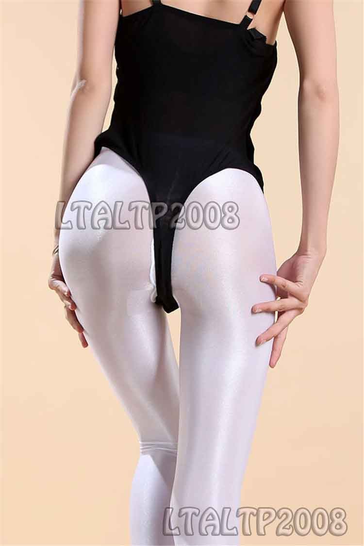Thick Sexy Women Seamless Shiny Glossy Narrow Rolled Oil Stocking Dance