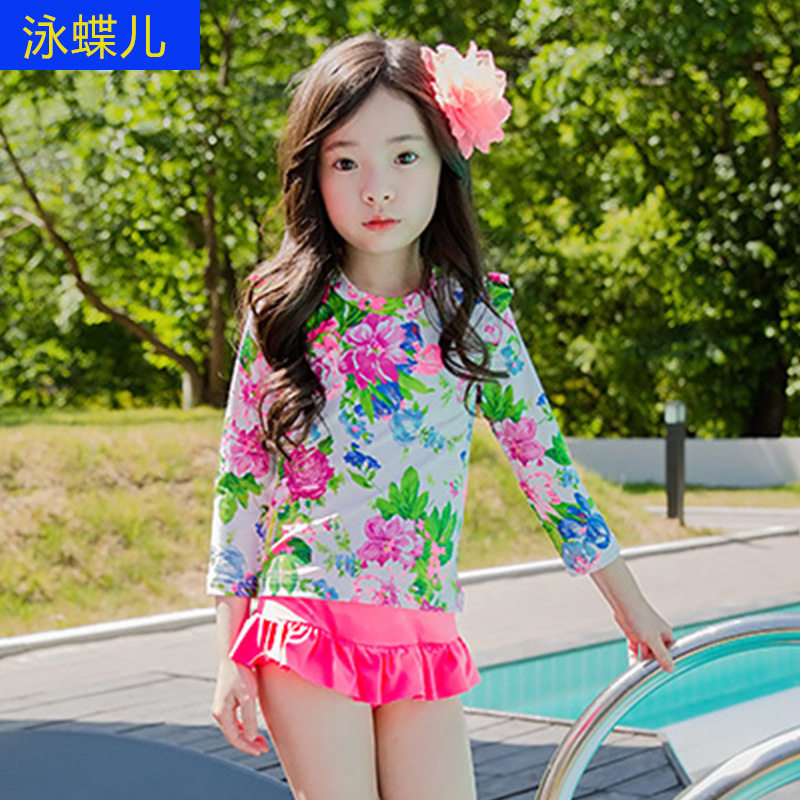 Free Shipping 1-7 Years Old Swimwear Children Suit Beautiful Long Sleeve Is...