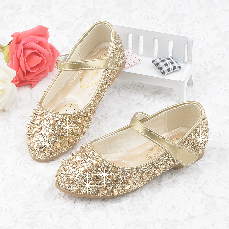 girls gold wedding shoes