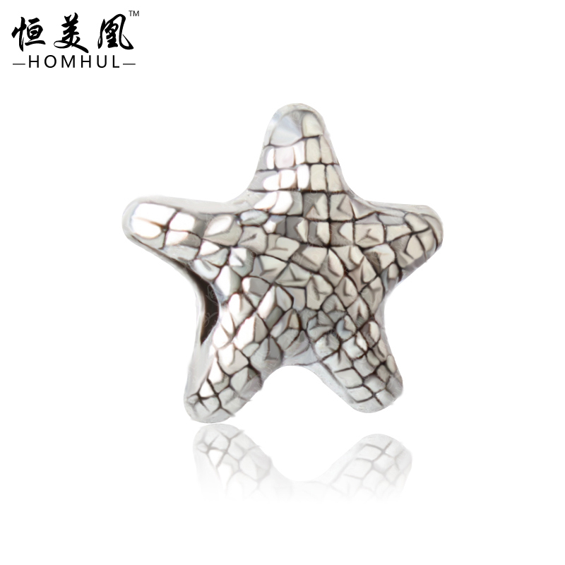 Free Shipping 925 Silver Bead Charm alloy Beads Starfish Bead Charms Fit Pandora Bracelet necklace 976