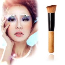 2015 Beauty Make Up Brushes For Women Professional Bamboo Foundation Blush Angled Flat Top Base Liquid Brush Cosmetic Makeup
