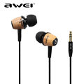 Original AWEI Q9 Bass Earbuds 3 5mm in Ear Wooden Earphone for iPhone Xiaomi Samaung
