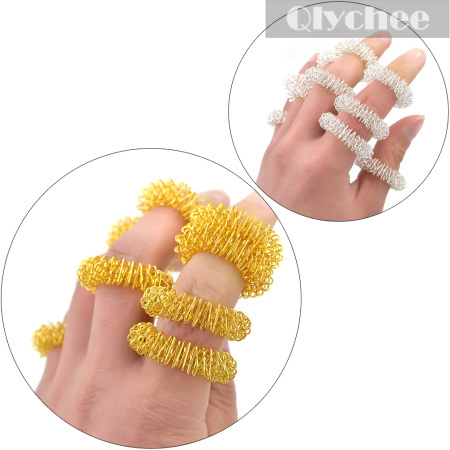 1 Lot 10 Pcs Hot Sale Metal Gold Sliver Finger Massage Ring Acupuncture Health Care Body