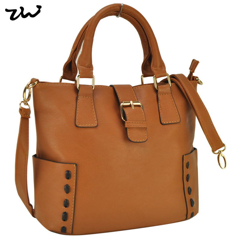 New 2015 Fashion Women&#39;s PU Leather Shoulder Bags Women Handbags Vintage Double Side Pocket Tote ...