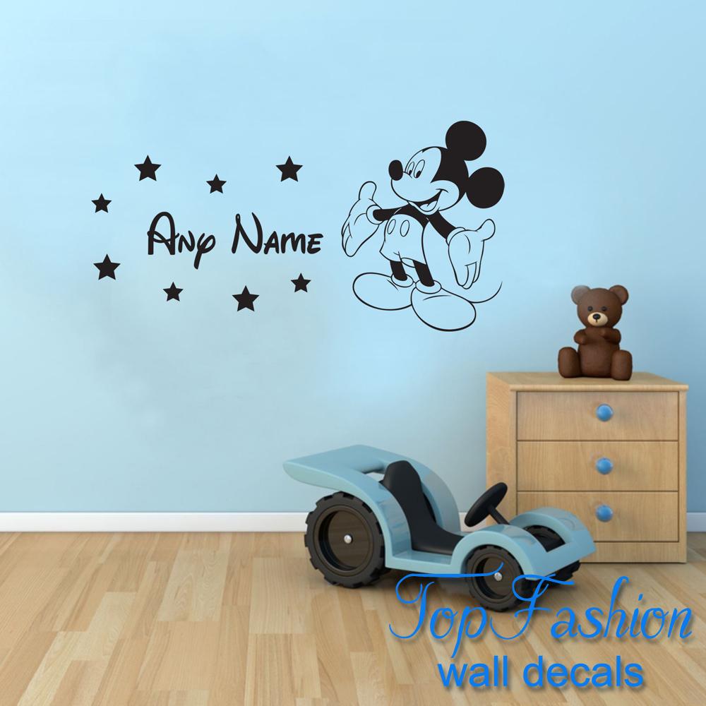 Personalised mickey mouse vinyl wall sticker with stars boys wall ...