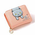 Designer Small Wallet 2016 New Simple Korean Style Cartoon Cat Print Short Purse Women Contrast Color