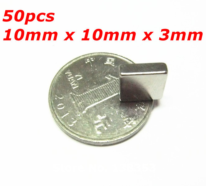 50pcs Bulk Super Strong Neodymium Square Block Magnets 10mm x 10mm x 3mm N35 Rare Earth NdFeB Cuboid Permanent Magnet