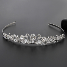 Womens Crown Hairband Vintage Crystal Bridal Tiara Hair Jewelry Wedding Accessories Women Party Pageant Jewelry Silver Plated