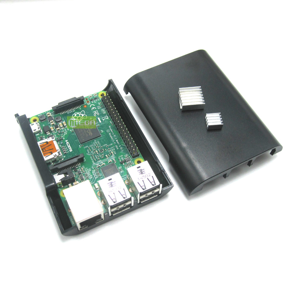 2015 New&Original Raspberry Pi 2 Model B Broadcom BCM2836 1G RAM + 1pcs New Black Case ABS boxlittlebits+2pcs heat sinks