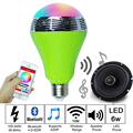 Wireless 6W Bluetooth Speaker LED Bulbs E27 RGBW 16 Millions Dimmable Led Bulbs Music Playing For
