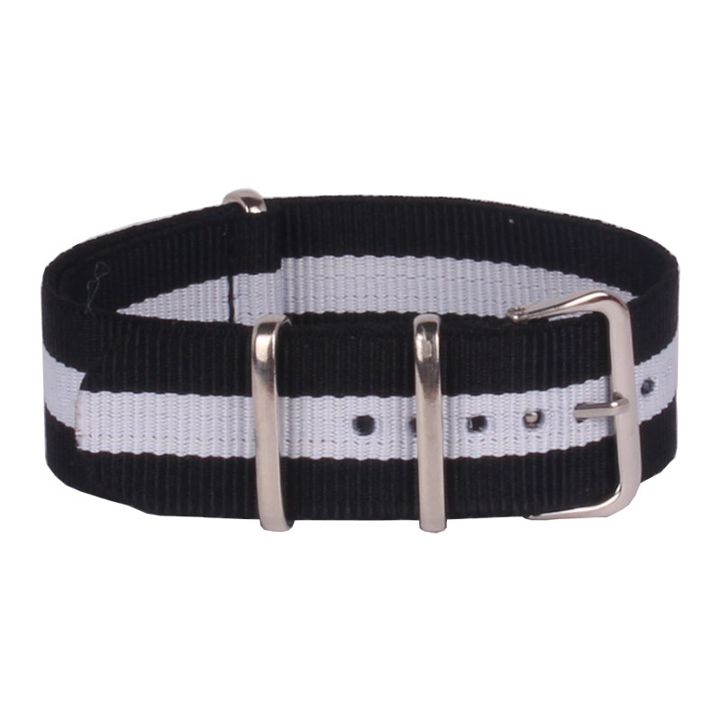 Retro Fashion Black white 22mm Army Military Bracelet Nato watch strap belt Nylon Woven Fiber watchband