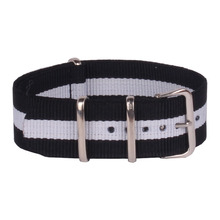 Retro moda negro blanco 22 mm ejército militar pulsera de reloj de la otan Nylon correa tejida de fibra de 22 mm hebilla