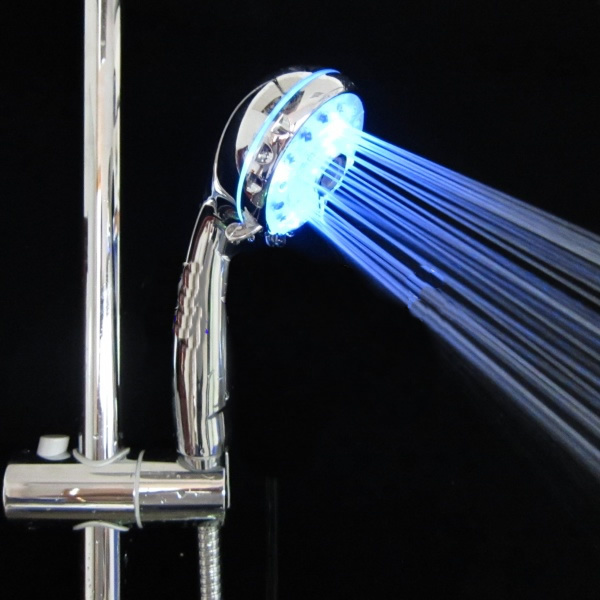 A96 Adjustable 3 Mode LED Light Shower Head Sprinkler Temperature Sensor Bathroom
