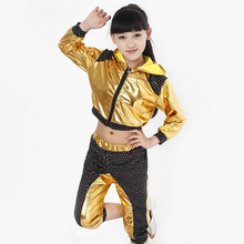 Children Hip Hop Performance Clothing Sets 2016 Boys Girls Jazz Modern Dance Costumes Kids Sequins Long Sleeve Dancewear Suits