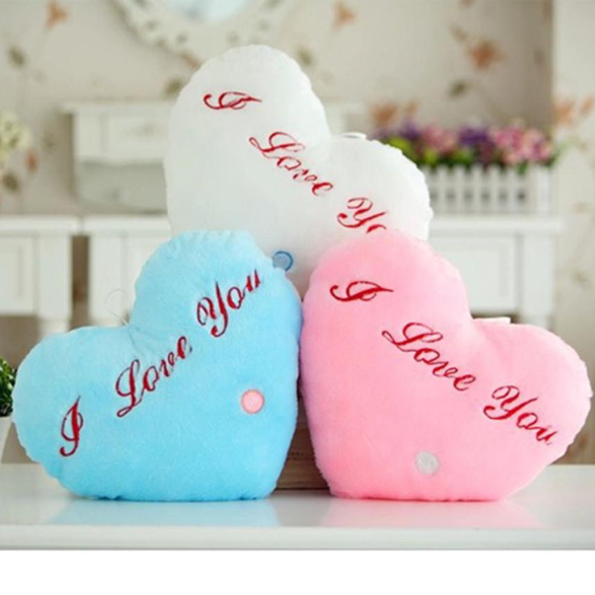 Heart Style Glowing Led Pillow 7 Color Changing Light Up Soft