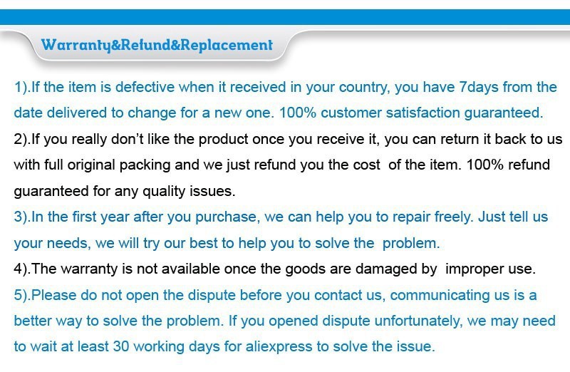 warranty and refund and alternative