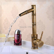Free shipping Cold and Hot Antique Brass Kitchen Sink Vanity Faucet Swivel Mixer Tap Faucet cozinha Bamboo Faucet HJ-6661F water