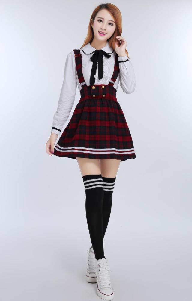 Uniforme Escolar Coreano Niñas Jk Traje De Cosplay Para Mujeres Escolar Japonés Japones Algodón Camisa Blanca + Falda A Cuadros De € | DHgate