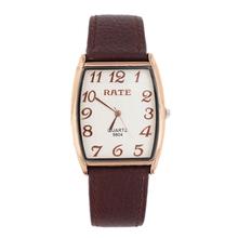 Correa de cuero, alta calidad chapado en superficie. Rectangular apariencia, cronómetro, reloj de cuarzo marca 2015