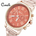 CLAUDIA 6 Colors New Women Men Luxury Stylish Fashion Stainless Steel Quartz Sports Watch Adjustable Pin