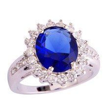 Luxurious Style Blue Sapphire Quartz Silver Ring Measurement 6 7 eight 9 10 New Vogue Design Wholesale Free Supply For WomenJewelry