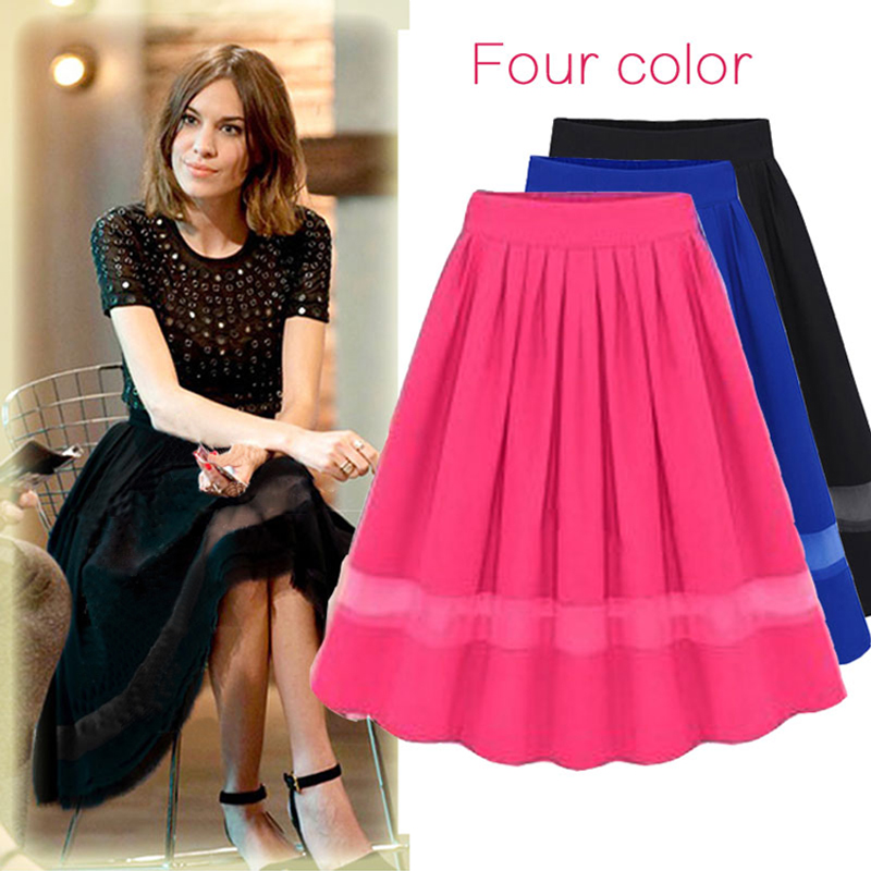 2016 Summer Skirts Women s Clothing Pleated Solid Chiffon short Tulle font b kilts b font