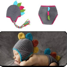 New 0-3 Months Infant Animal Hand-knit Baby Dinosaur Full Moon One Hundred Days Newborn Photography Clothing Dress Crochet Wild