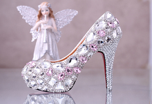 Pink Rhinestones women wedding shoes bling heels Custom women party shoes high heels bridal shoes red bottoms