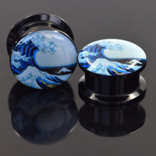 Ear Expander Body piercing Jewelry Ear Piercing Pair Acrylic Ear Gauges Plugs Flesh Tunnels Expanders Screw Japanese Wave plugs