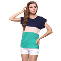 Women Shirts Fashion T Shirts Ladies Shirts Red Green Stripe Color Lady Plus Loose Size Tops