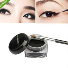 1Pcs Hot Sale Black Waterproof Eye Liner Eyeliner Gel Makeup Cosmetic + Brush Makeup Set