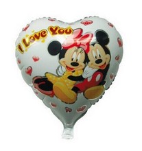 18inch heart Minnie mickey mouse balloons helium i love you foil balloons for baby shower , minnie mouse party supplies