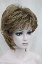 Free shipping New elegant yellow blonde mix auburn short straight ladies’s synthetic wig