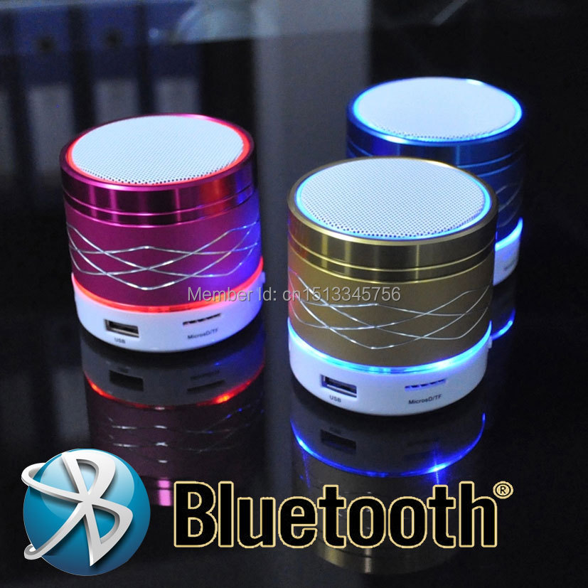 2016 New Arrival Portable Mini Bluetooth Speakers Metal Steel Wireless Smart Hands Free LED Speakers Support SD Card For iPhone