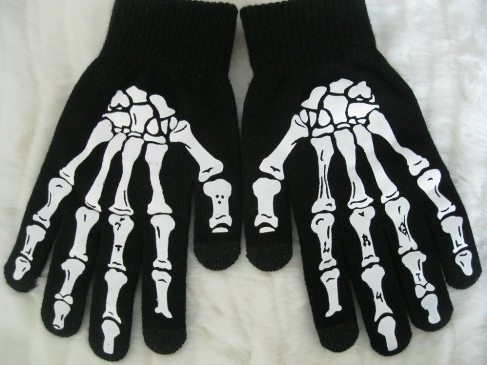 2015 Hot Sale Fashion Men s Skeleton Winter Glove Hand Touch For Man Male Free Shipping