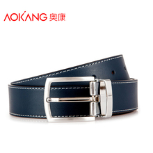 Aokang Double Genuine Leather Belts For Men Cowskin Pin Buckle Leather Designer Mens Belt Black Blue