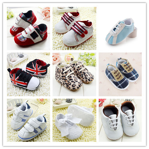 Hot Infant Toddler Leather Crib Shoes Lace Up Stripe Sneaker Baby Prewalker New