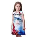 2016 new Robe Fille Baby Girl Dress Rose Floral Pattern A Line Princess Dress Girls Clothes