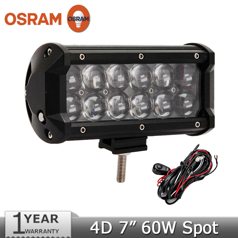 60W OSRAM Offroad LED Work Light Bar Spot Beam 12V 24V SUV ATV UTV Wagon 4WD 4X4 Off Road Driving Working Fog Lamp