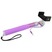 Pink Extendable Selfie Wired Stick Phone Holder Remote Shutter Monopod For Smartphone j choice