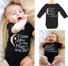 Newborn Baby Boys Clothes Toddler 2016 New Black Cute Printed Letters Jumpsuit One-pieces Rompers 0~24M Hot Sale