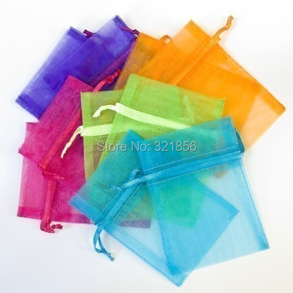 Wholesale 100pcs Organza gift bags 17x23cm pieces sheer Wedding Drawable Voile Gift Packaging ...