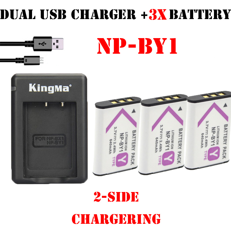 3x bateria np BY1 NP-BY1  + KINGMA DUAL USB    Sony HDR-AS100v HDR-AZ1 AZ1VR AZ1VB AZ1VW  DV