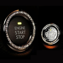 New Crystal Rhinestone Car Engine Start Stop Ignition Key Ring Car Interior Decor One-Key Engine Ignition Push Button Decorative