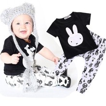 2016 New summer baby boy clothes cotton baby clothes Fashion Short sleeve T-shirt+pants 2pcs newborn bebe baby girl clothing set