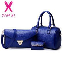 3 шт в 1 комплект сумки от YAN XI Fashion Bags Flagship Store для женщины, материал ПУ и натуральная кожа артикул 32437468394
