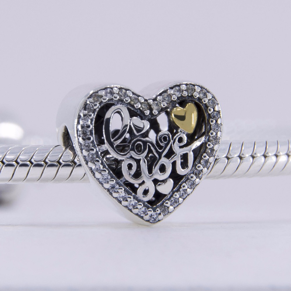 Fits Pandora bracelet Love heart silver beads I love you gift 925 sterling silver jewelry DIY 2017 Valentine ‘s Day 3772458194_987749033