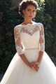 Gelinlik Long Lace Sexy Wedding Dresseses With Beads Belt Ball Gown Three Quarter Sleeve Elegant Bridal